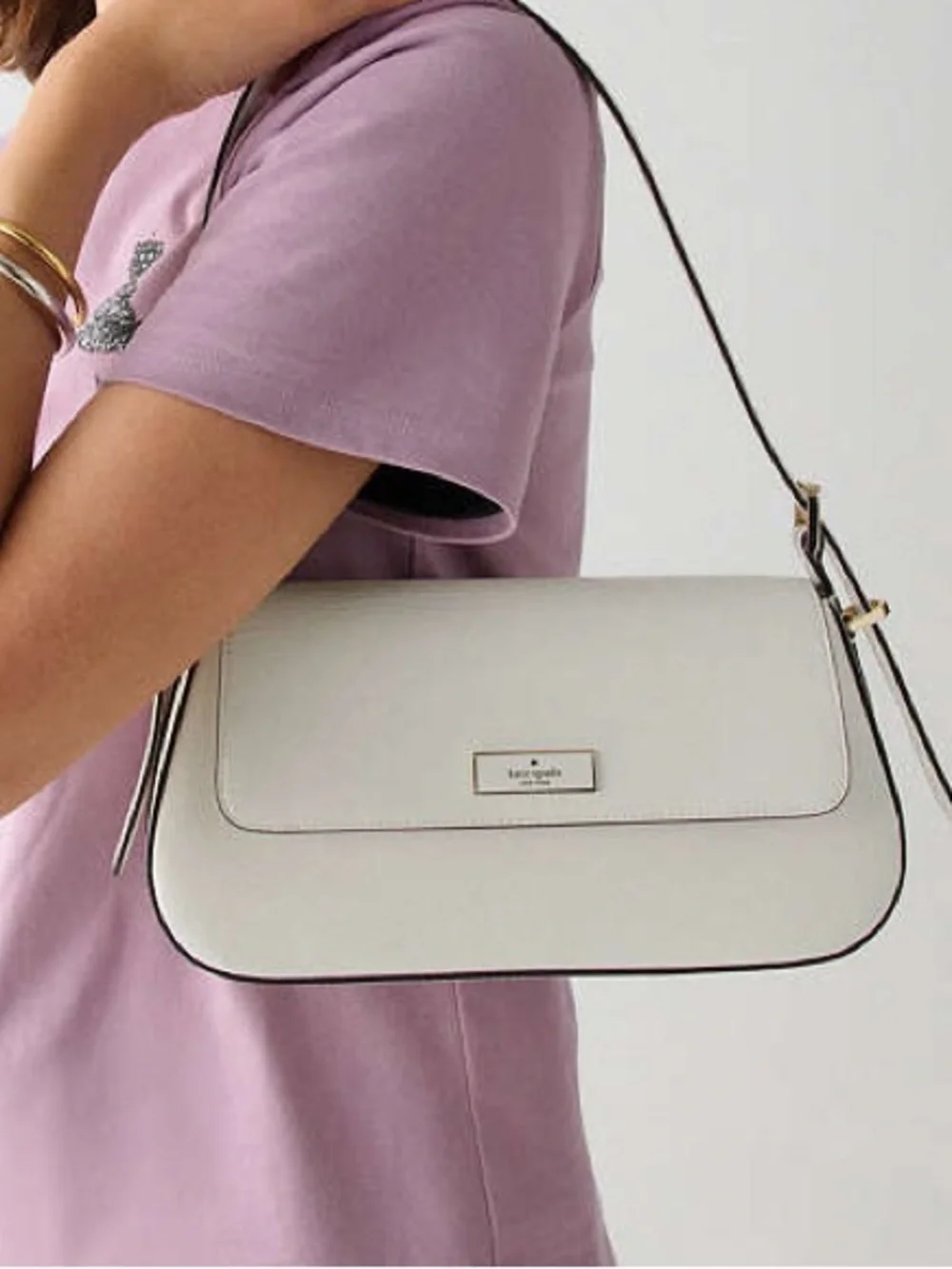 Kate Spade Bridget Patent Flap Shoulder Bag Meringue MSRP $329